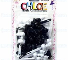 CHLOE BARRETTE #16 CHUBBY RIBBON 24P Black & WhiteT
