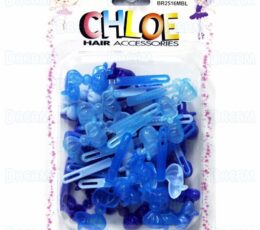 CHLOE BARRETTE #16 CHUBBY RIBBON 24P BLUE MIX
