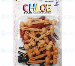 CHLOE BARRETTE #16 CHUBBY RIBBON 24P Brown MIX