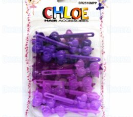 CHLOE BARRETTE #16 CHUBBY RIBBON 24PC PURPLE MIX
