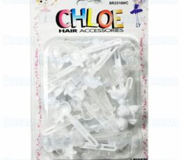 CHLOE BARRETTE #16 CHUBBY RIBBON 24P White & CLEAR