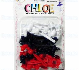 CHLOE BARRETTE #16 CHUBBY RIBBON 24P White & Red & Navy