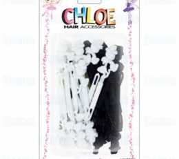 CHLOE BARRETTE #17 ROSEBUD 28PC BLK&WHT