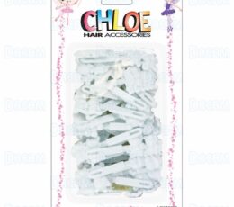 CHLOE BARRETTE #19 TWIN ANIMAL 32PC White