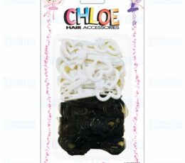 CHLOE BARRETTE #20 HEART&FLOWER 32PC Black & WhiteT