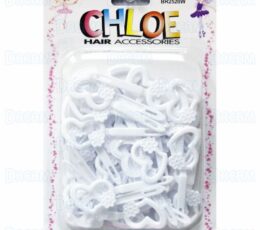 CHLOE BARRETTE #20 HEART&FLOWER 32PC White