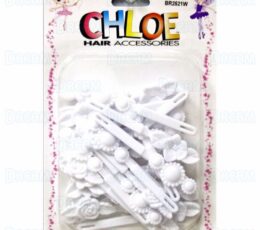 CHLOE BARRETTE #21 FLOWER&LEAVES 28P White