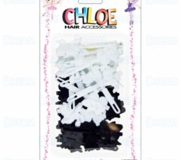 CHLOE BARRETTE #22 WOOD PECKER 28PC Black & White