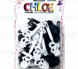 CHLOE BARRETTE #28 DBL HEART with FLW28 Black & WhiteT