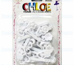 CHLOE BARRETTE #28 DBL HEART with FLW28 White