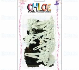 CHLOE BARRETTE #32 BOUQUET 24PC Black & WhiteT