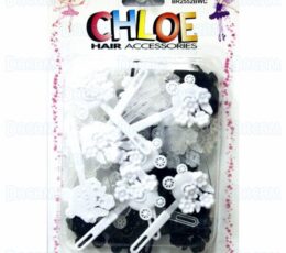 CHLOE BARRETTE #52 FLOWER WAGON 28PC BK&WT&CLEAR