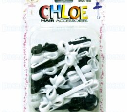 CHLOE BARRETTE #71 S-TAIL RIBBON 32P Black & White