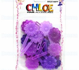 CHLOE BARRETTE #74 DAISY 24PC PURPLE MIX