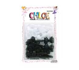 CHLOE BARRETTES RIBBON 24PCS BLACK AND WHITE