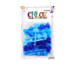 CHLOE BARRETTES RIBBON 24PCS MIX BLUE