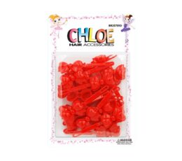 CHLOE BARRETTES RIBBON 24PCS RED