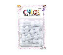 CHLOE BARRETTES RIBBON 24PCS WHITE