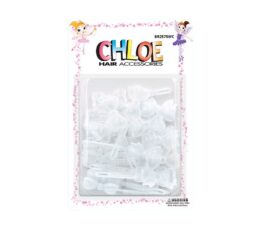 CHLOE BARRETTES RIBBON 24PCS WHITE AND CLEAR