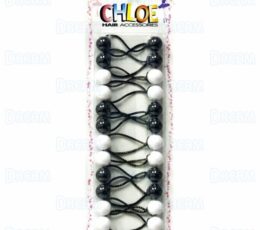 CHLOE PONYTAIL #2616 Black & White 12PCS