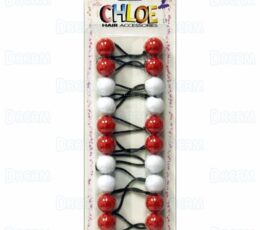 CHLOE PONYTAIL #2620 White & Red 10PCS