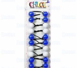 CHLOE PONYTAIL #2620 White & Royal BLUE 10PCS