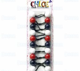 CHLOE PONYTAIL #2620 White & Red & Navy 10PCS