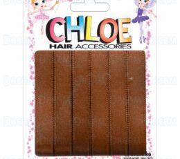 CHLOE HAIR RIBBON Brown 6PC 0.5″