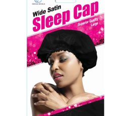 Dream Wide Satin Large Sleep Cap Black